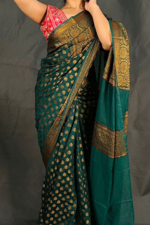 Handloom Banarasi Semi Georgette silk saree