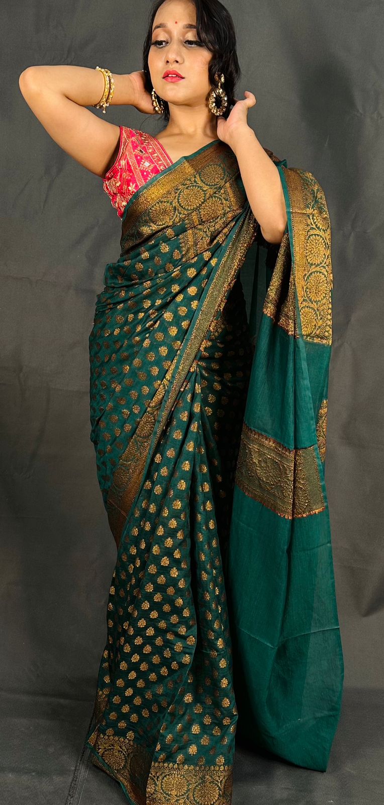 Handloom Banarasi Semi Georgette silk saree