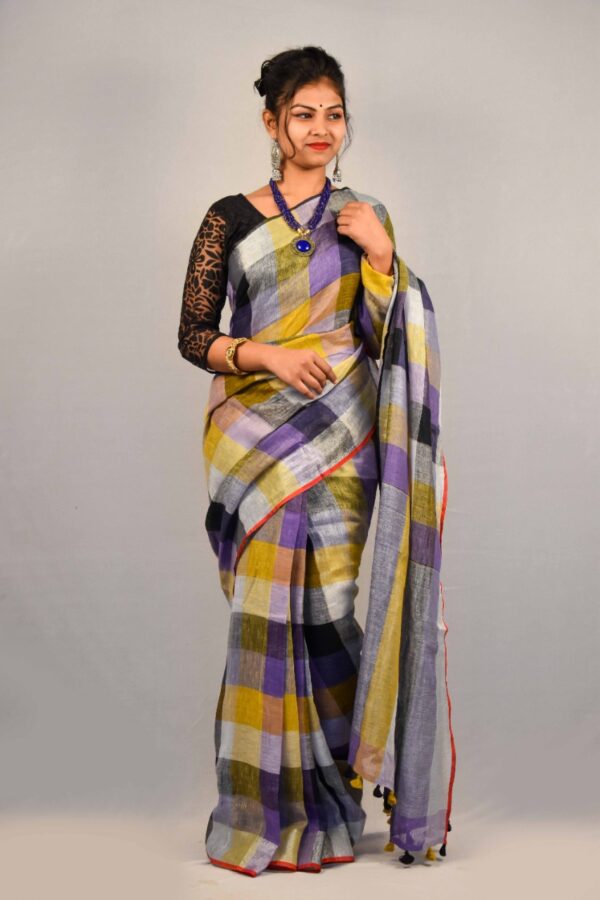 Pure Linen By Linen Saree - Image 2