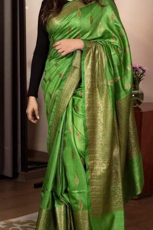 Pure Handloom Banarasi Tussar Moonga silk saree