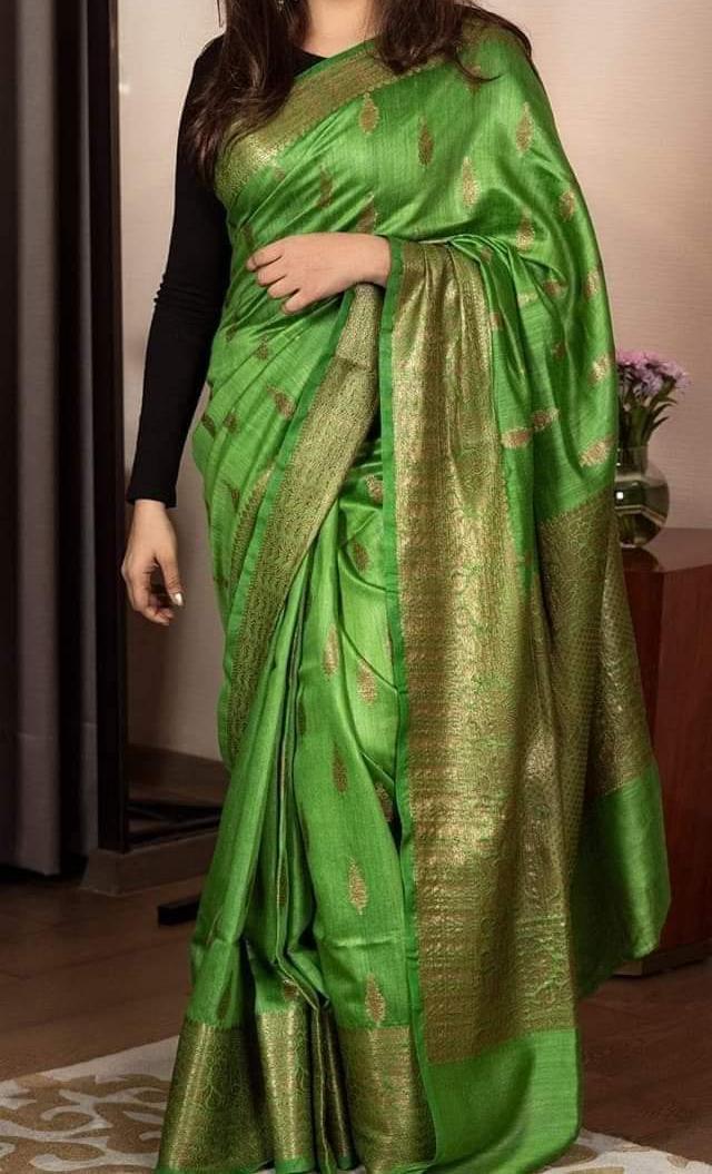 Pure Handloom Banarasi Tussar Moonga silk saree