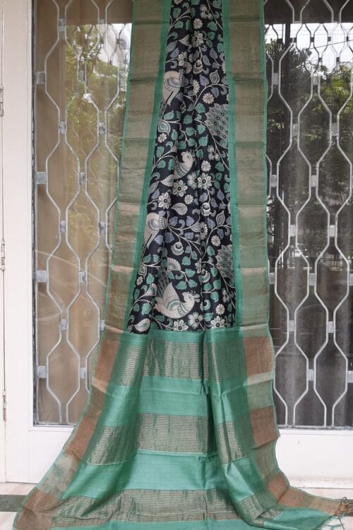 Kalamkari Handpainting Pure Gachi Tussar Silk Saree