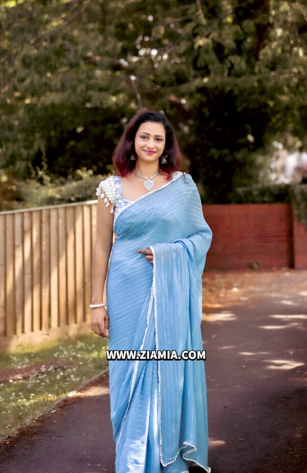 Pure Georgette Silk Saree with Crosia Laze Border  with Blouse