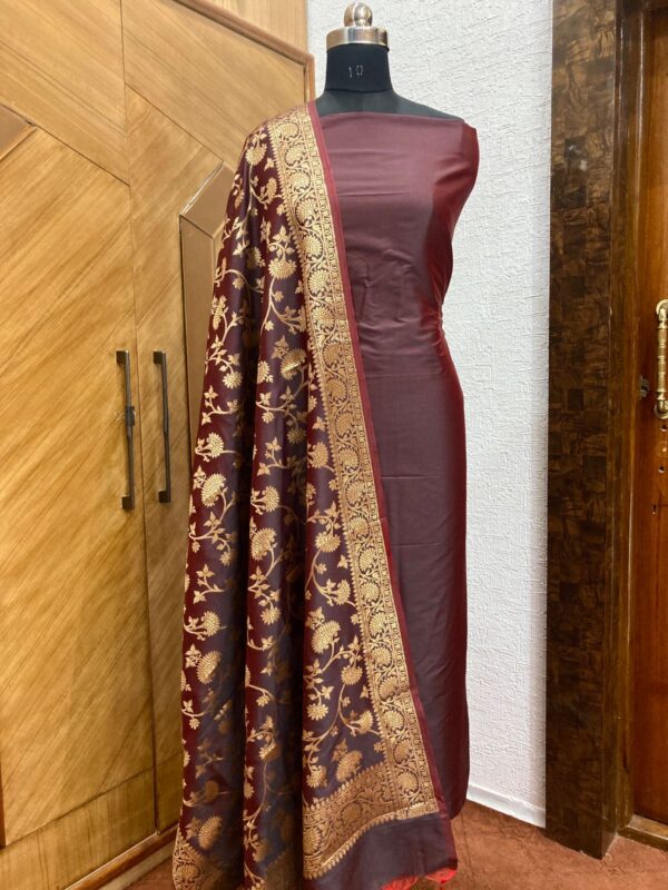 Banarasi Handloom Semi Silk Salwar Material. - Image 4