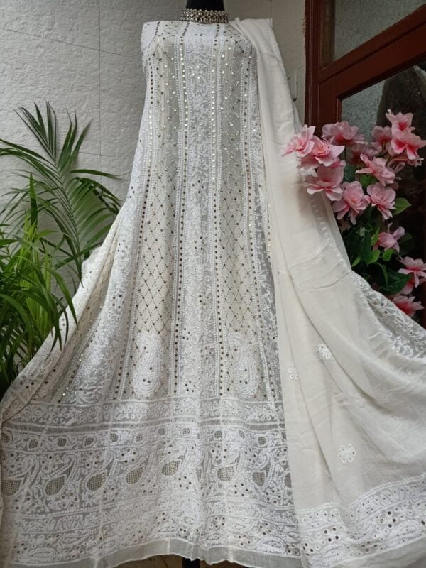 Pure Georgette Designer Chikankari 18 kali Anarkali..
