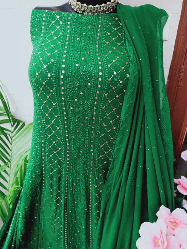 Pure Georgette Designer Chikankari 18 kali Anarkali.. - Image 3