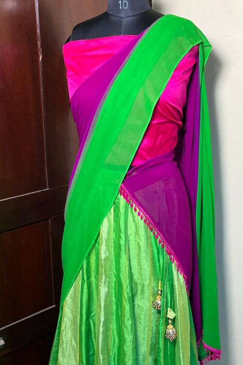 Customized Pavada Blouse with Dhavani