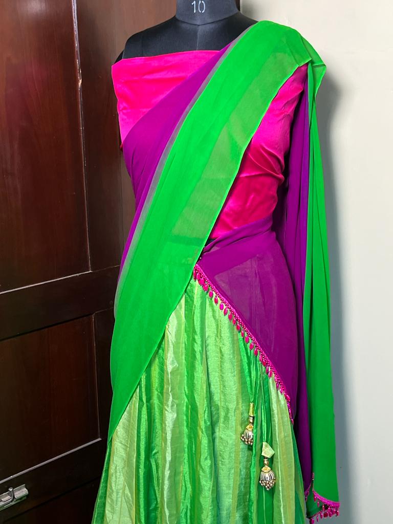 Customized Pavada Blouse with Dhavani
