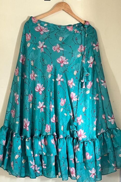 Printed Flower Flare Skirt