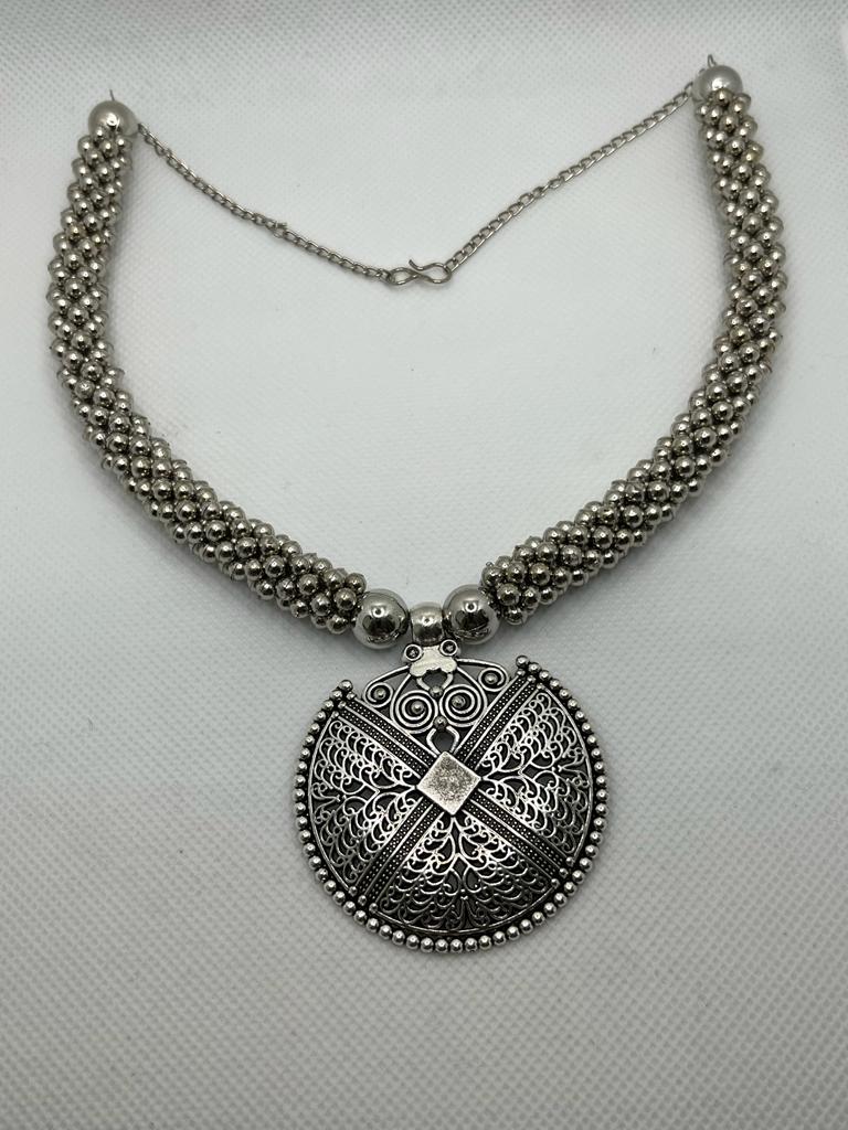 Choker Silver Plated Necklace Jewellery Set