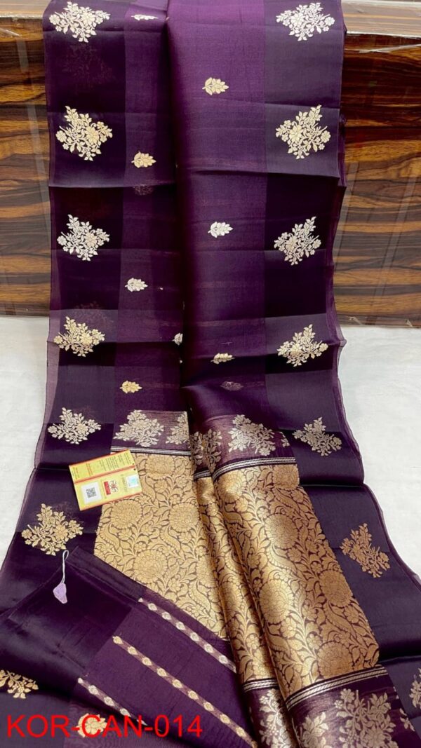 Banarasi Handloom Pure Kora Organza silk saree - Image 2
