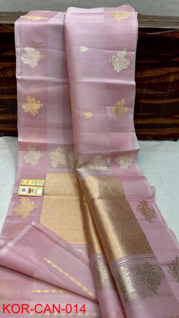 Banarasi Handloom Pure Kora Organza silk saree - Image 3