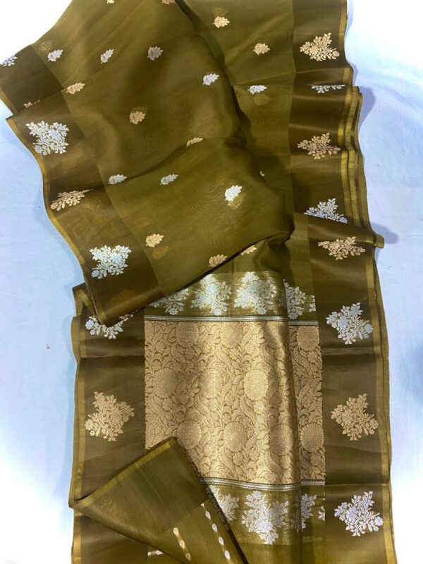 Banarasi Handloom Pure Kora Organza silk saree - Image 4
