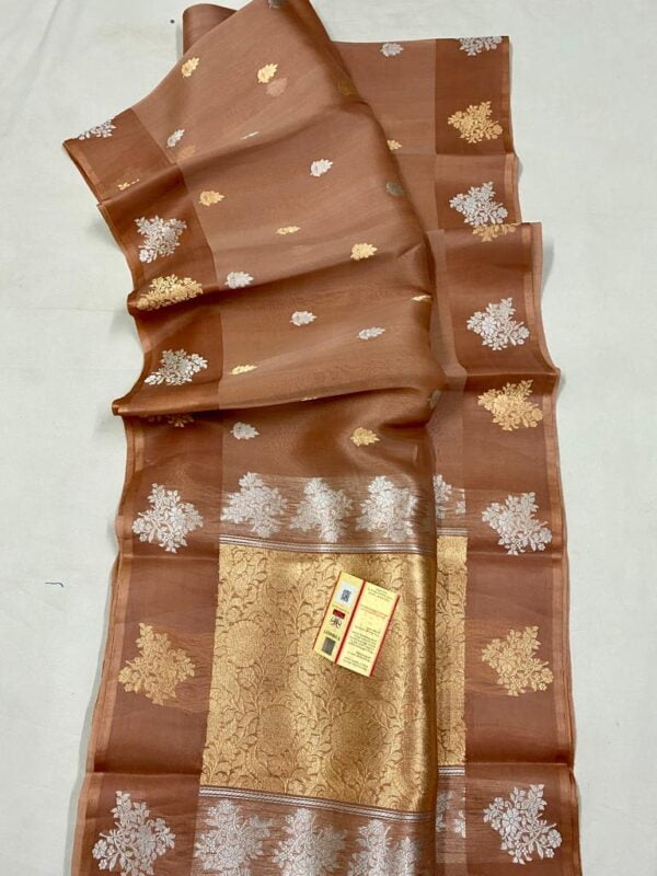 Banarasi Handloom Pure Kora Organza silk saree - Image 5