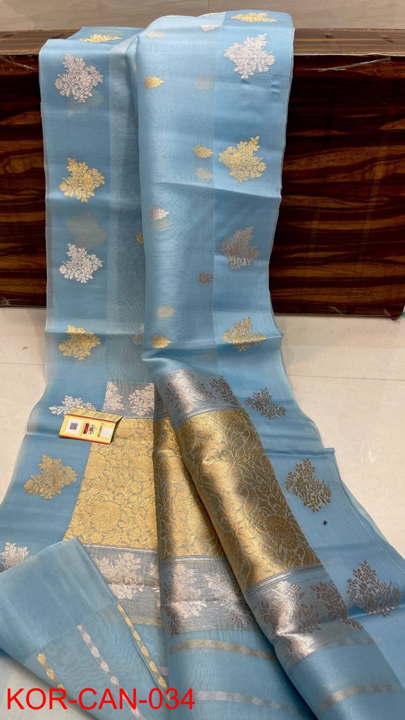 Banarasi Handloom Pure Kora Organza silk saree