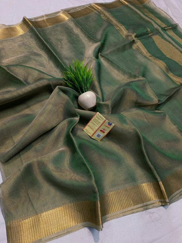 100% Pure Tussar Tissue Silk Saree - Image 9