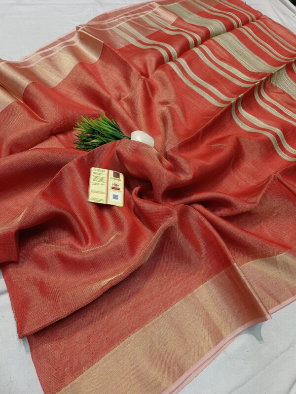 100% Pure Tussar Tissue Silk Saree - Image 7