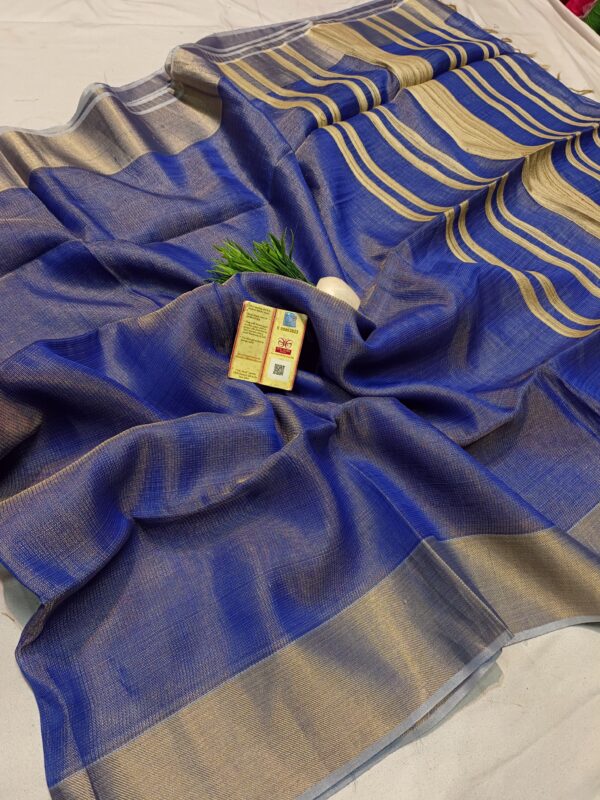 100% Pure Tussar Tissue Silk Saree - Image 6