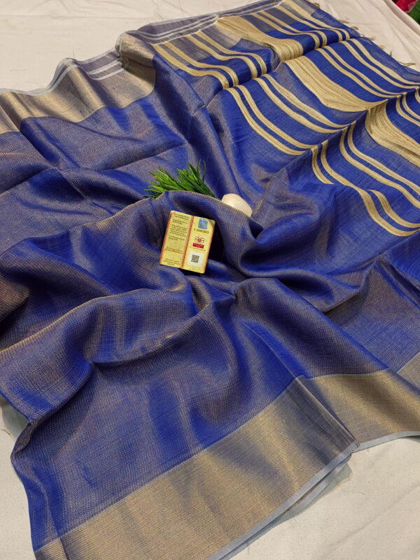 100% Pure Tussar Tissue Silk Saree - Image 6
