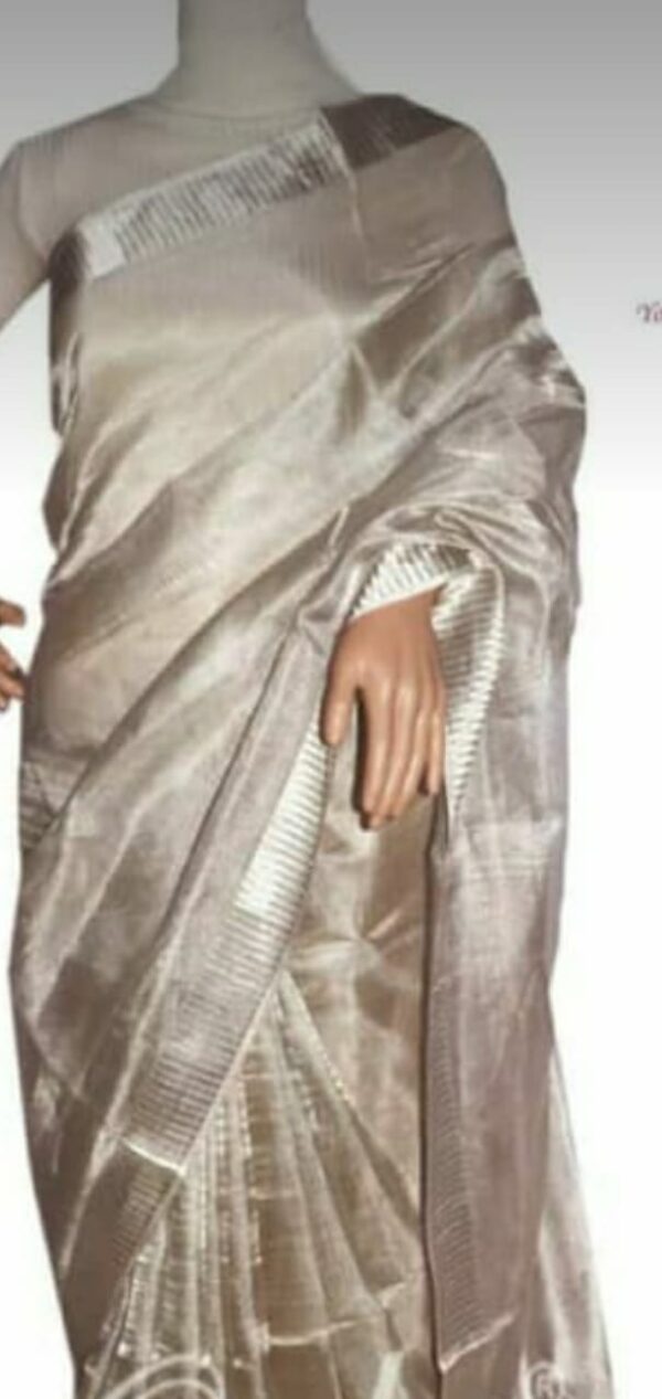 100% Pure Tussar Tissue Silk Saree - Image 2