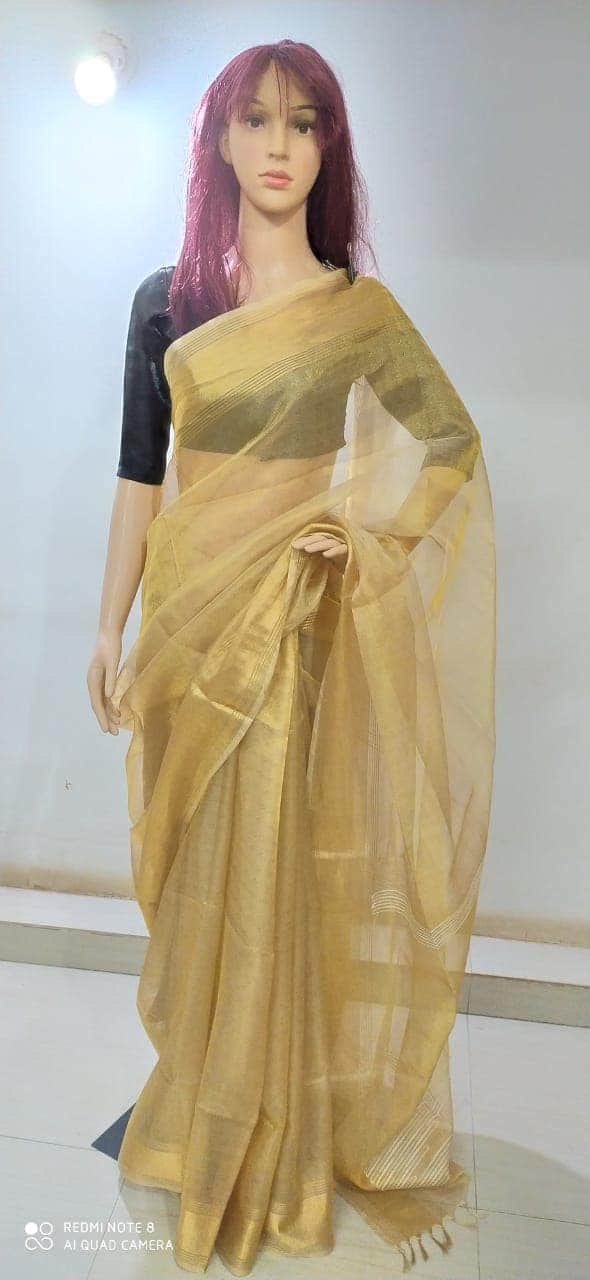 100% Pure Tussar Tissue Silk Saree