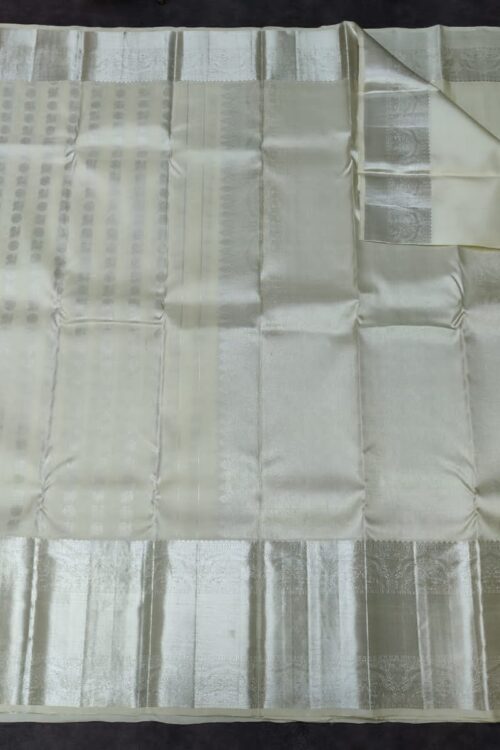 Bridal Kanchipuram silk saree with silver Zari