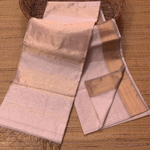 Maheshwari Handloom Zari Striped Design Saree - Image 3
