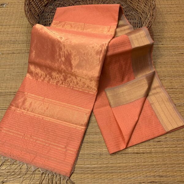 Maheshwari Handloom Zari Striped Design Saree - Image 2