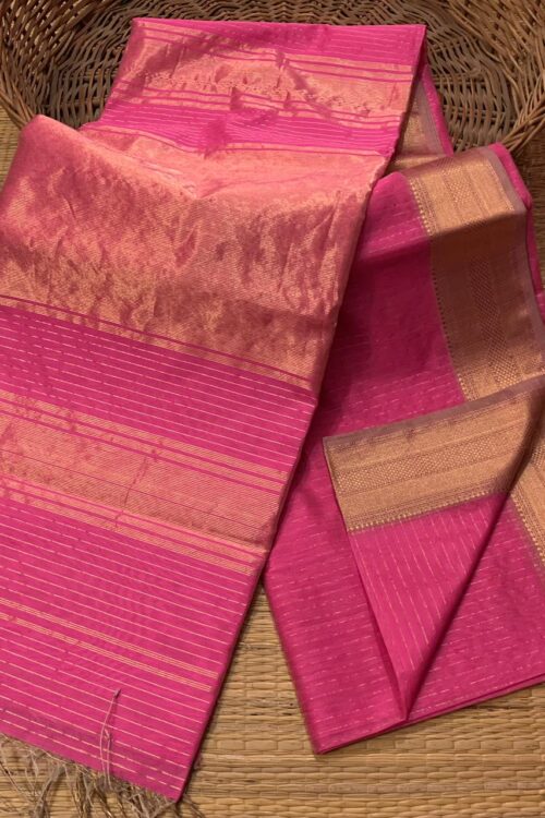 Maheshwari Handloom Zari Striped Design Saree