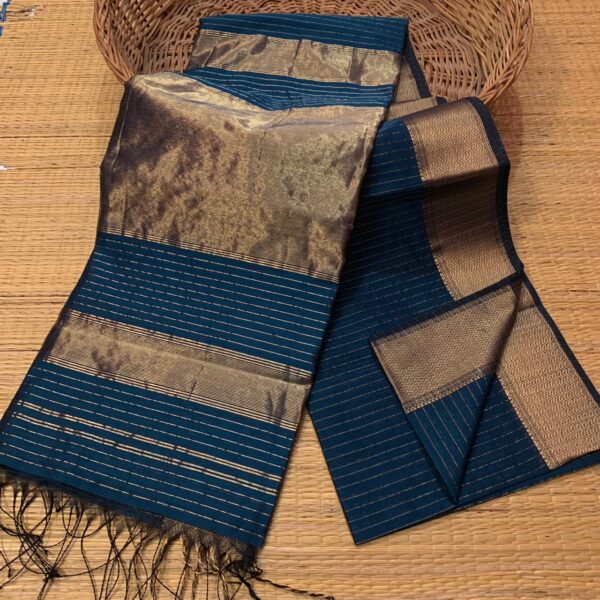 Maheshwari Handloom Zari Striped Design Saree - Image 7