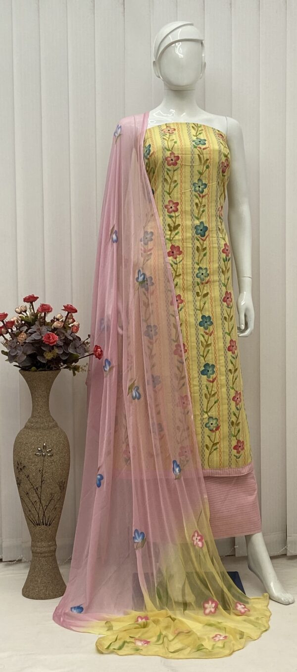 Brush Print Salwar Material - Image 3