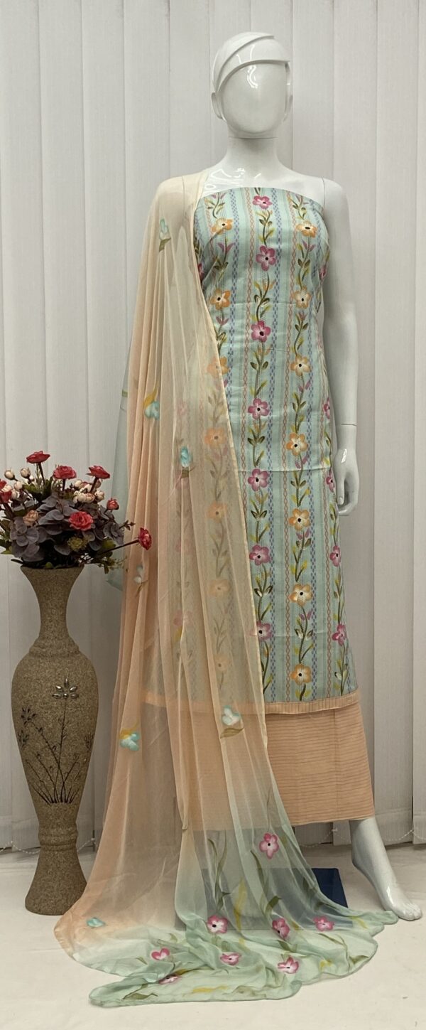 Brush Print Salwar Material - Image 4