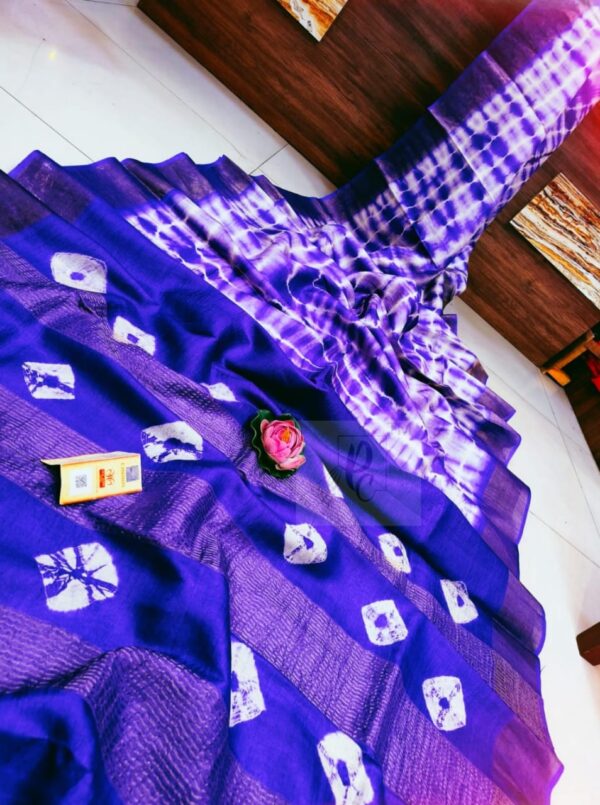 Pure Tussar Silk Saree with Shibori Design - Image 2