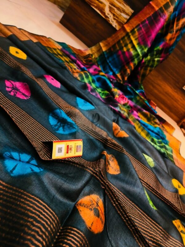 Pure Tussar Silk Saree with Shibori Design - Image 5