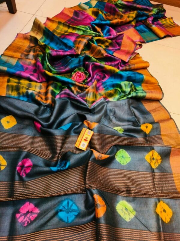 Pure Tussar Silk Saree with Shibori Design - Image 7