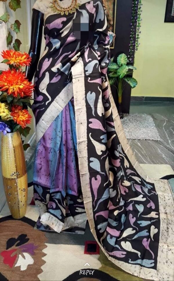 Pure Handloom Mulberry Cocoon Silk Saree - Image 4