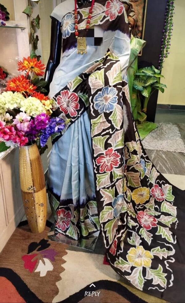 Pure Handloom Mulberry Cocoon Silk Saree - Image 7