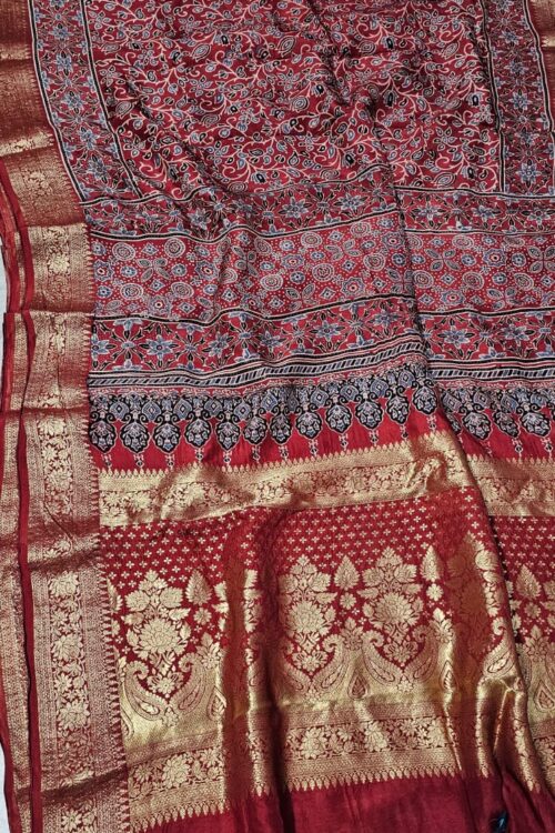 Ajrakh Modal Silk Sarees