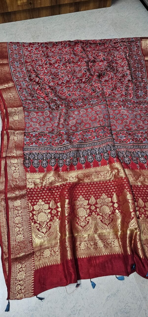 Ajrakh Modal Silk Sarees