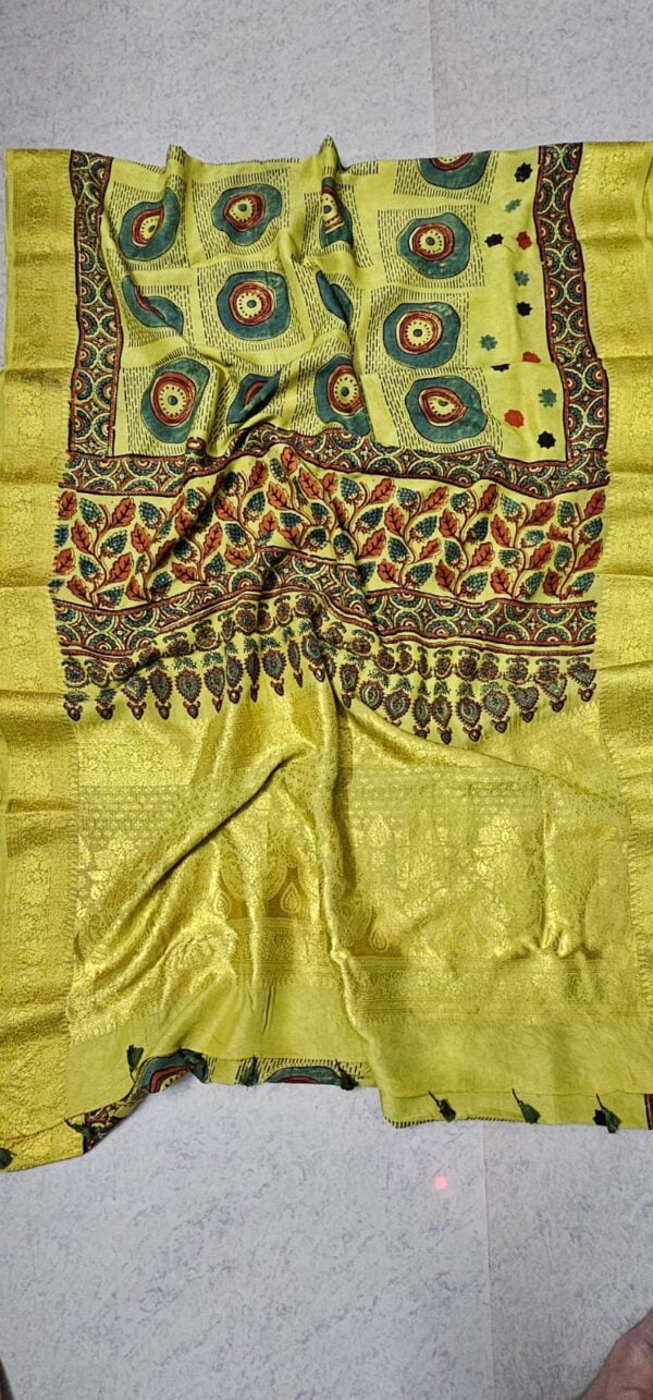 Ajrakh Modal Silk Sarees - Image 9