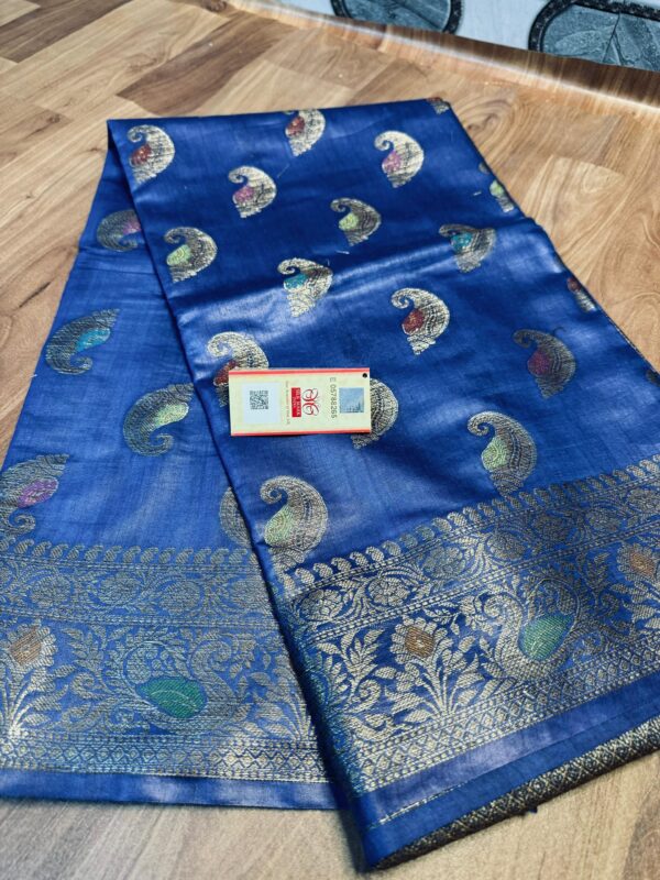 Banarasi Tussar Moonga Silk Saree with all over meenakari design - Image 6