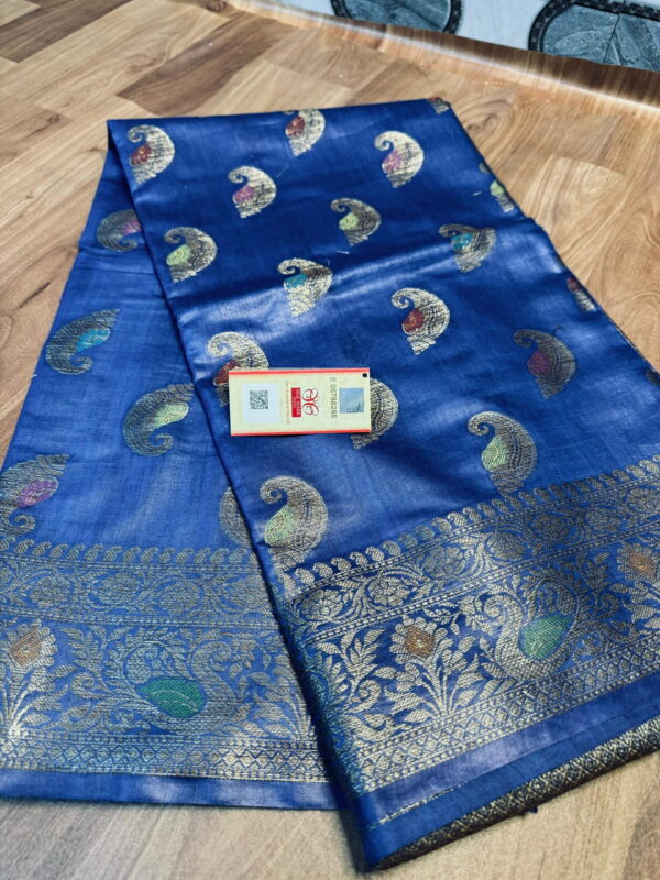 Banarasi Tussar Moonga Silk Saree with all over meenakari design - Image 6