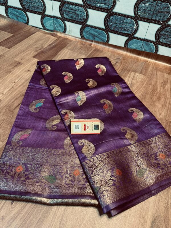 Banarasi Tussar Moonga Silk Saree with all over meenakari design - Image 7