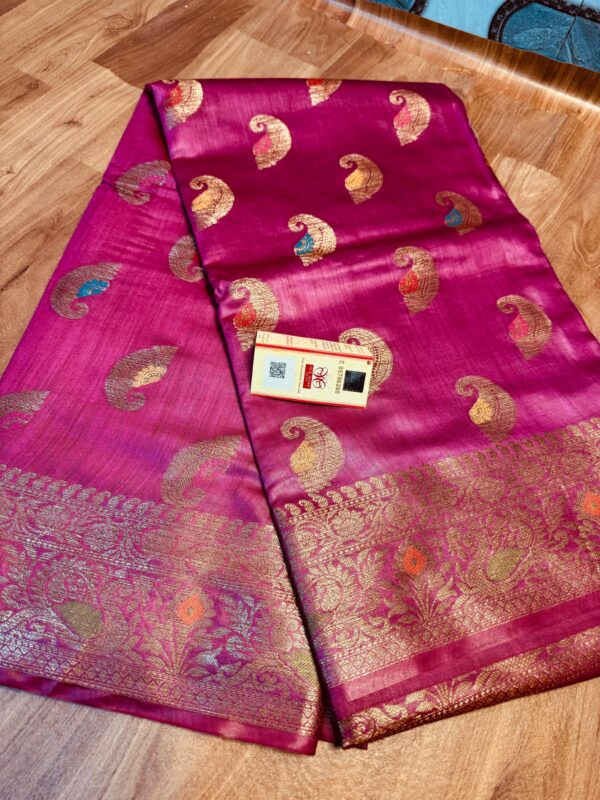 Banarasi Tussar Moonga Silk Saree with all over meenakari design