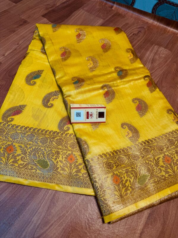 Banarasi Tussar Moonga Silk Saree with all over meenakari design - Image 4