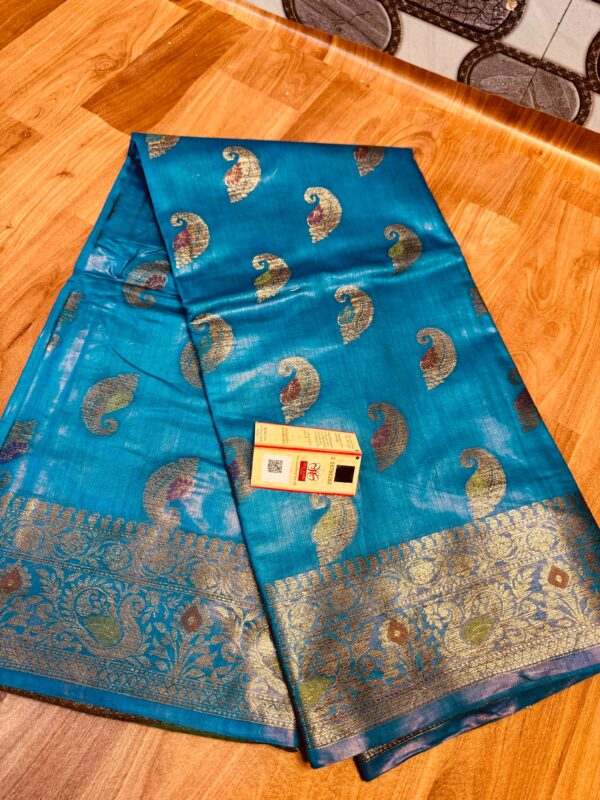 Banarasi Tussar Moonga Silk Saree with all over meenakari design - Image 3