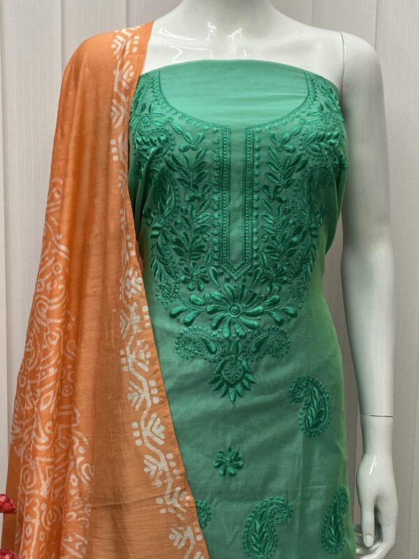 Batik Salwar Material With Lucknowi Embroidery - Image 2