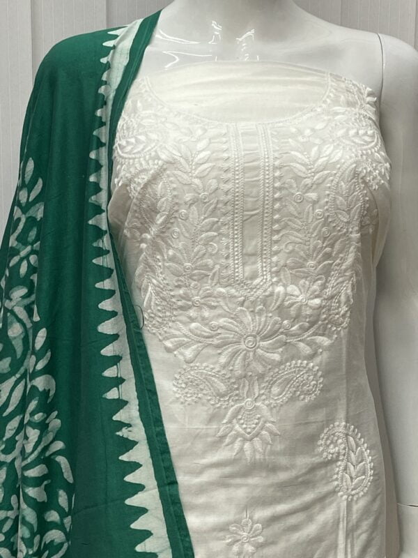 Batik Salwar Material With Lucknowi Embroidery - Image 10