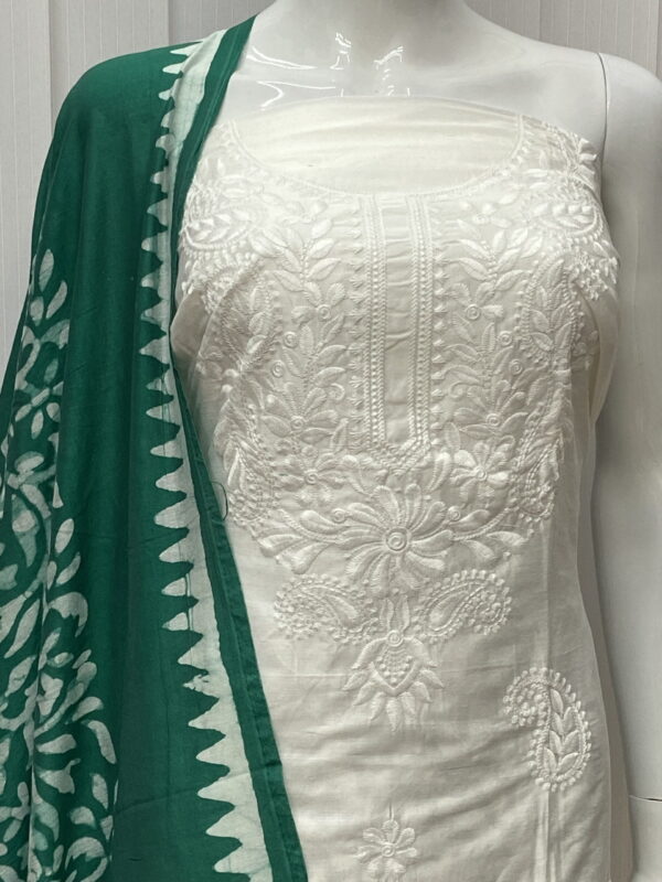 Batik Salwar Material With Lucknowi Embroidery - Image 10