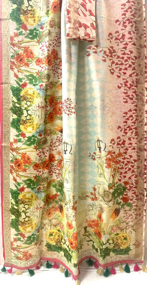 Pure Linen saree with digital print